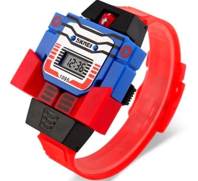 Skmei 1095 children wristwatch for boy w detachable robot deformation toy